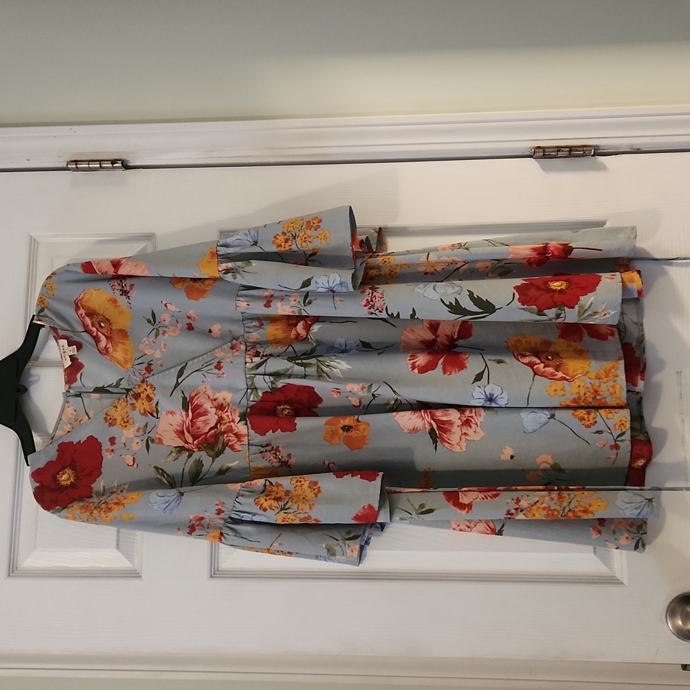 Umgee Floral Bell Sleeve Dress